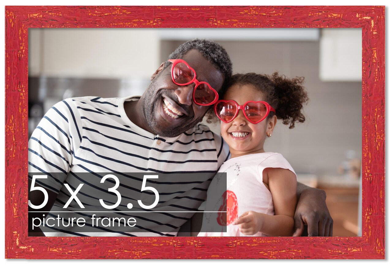 Photo Size Shabby Chic Red Picture Frame - UV Acrylic, Foam Board Backing, Hanging Hardware